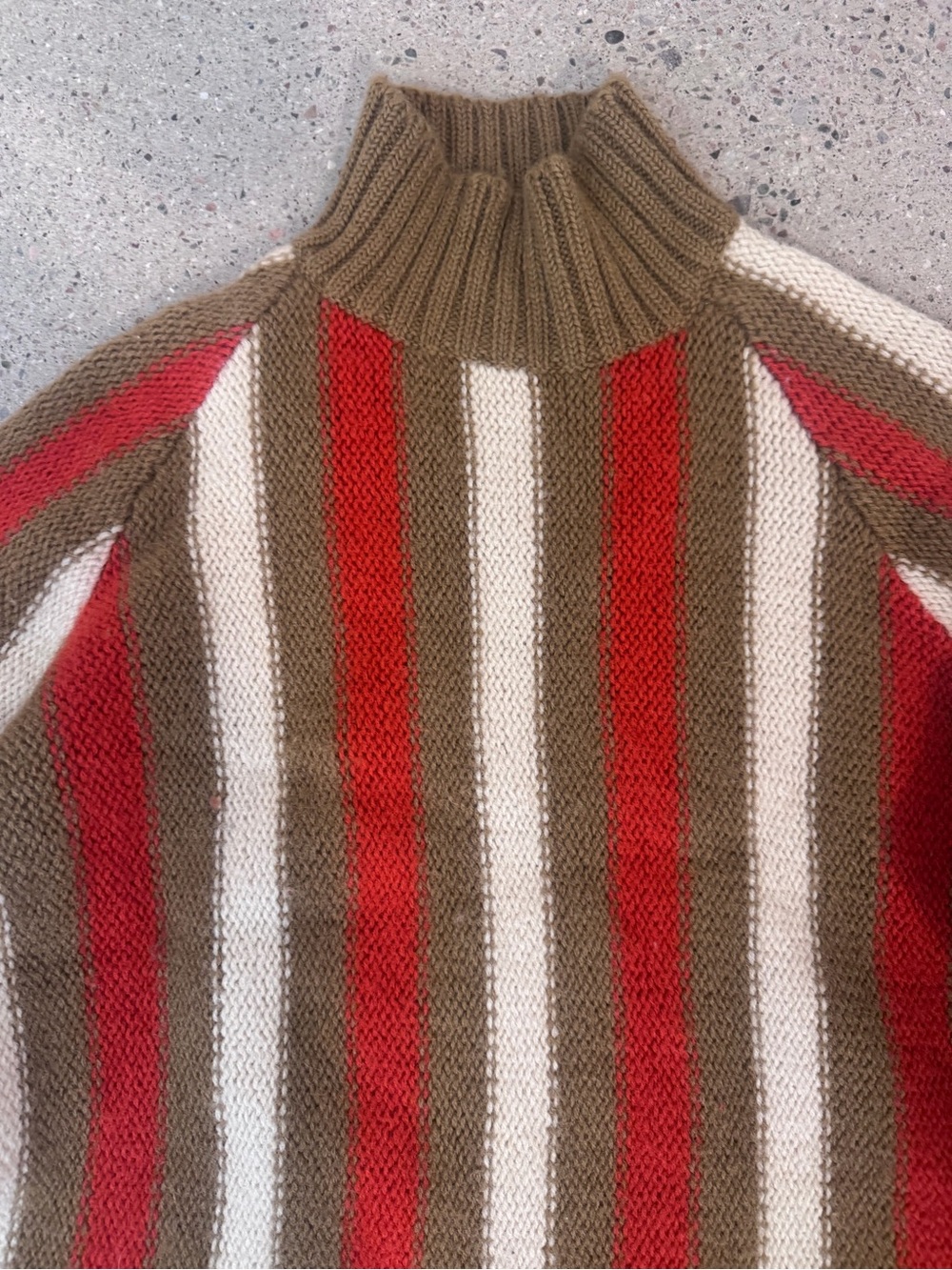 Diesel Men’s Turtleneck Sweater in Brown, Red & Cream Stripes